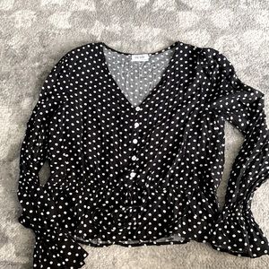 Polka-Dot tie around blouse